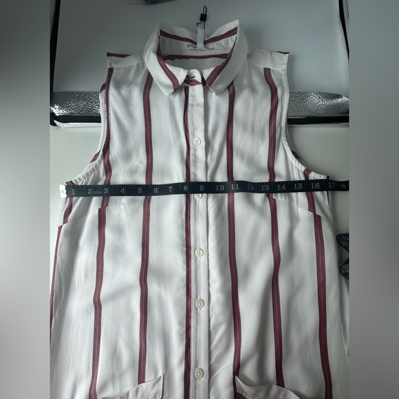BCBG Generation Striped Button Up Shirt Dress Size XS White Burgundy Stripes - Picture 5 of 8